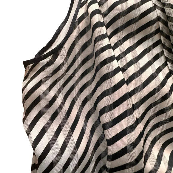 Deborah Lyons Ashley Midi Striped Dress v-neck Sleeveless Black White 6 RTR - Picture 10 of 15